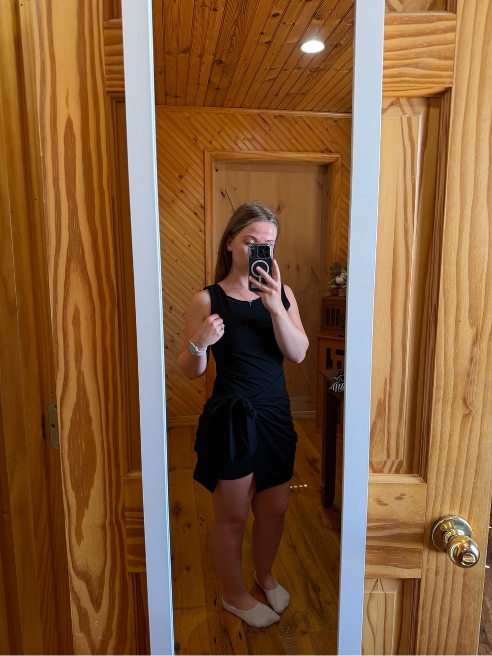 SHEIN Black Knot-Front Tank Romper